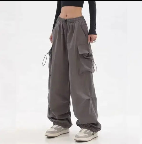 Parachute Cargo Drawstring Low Waist Pants